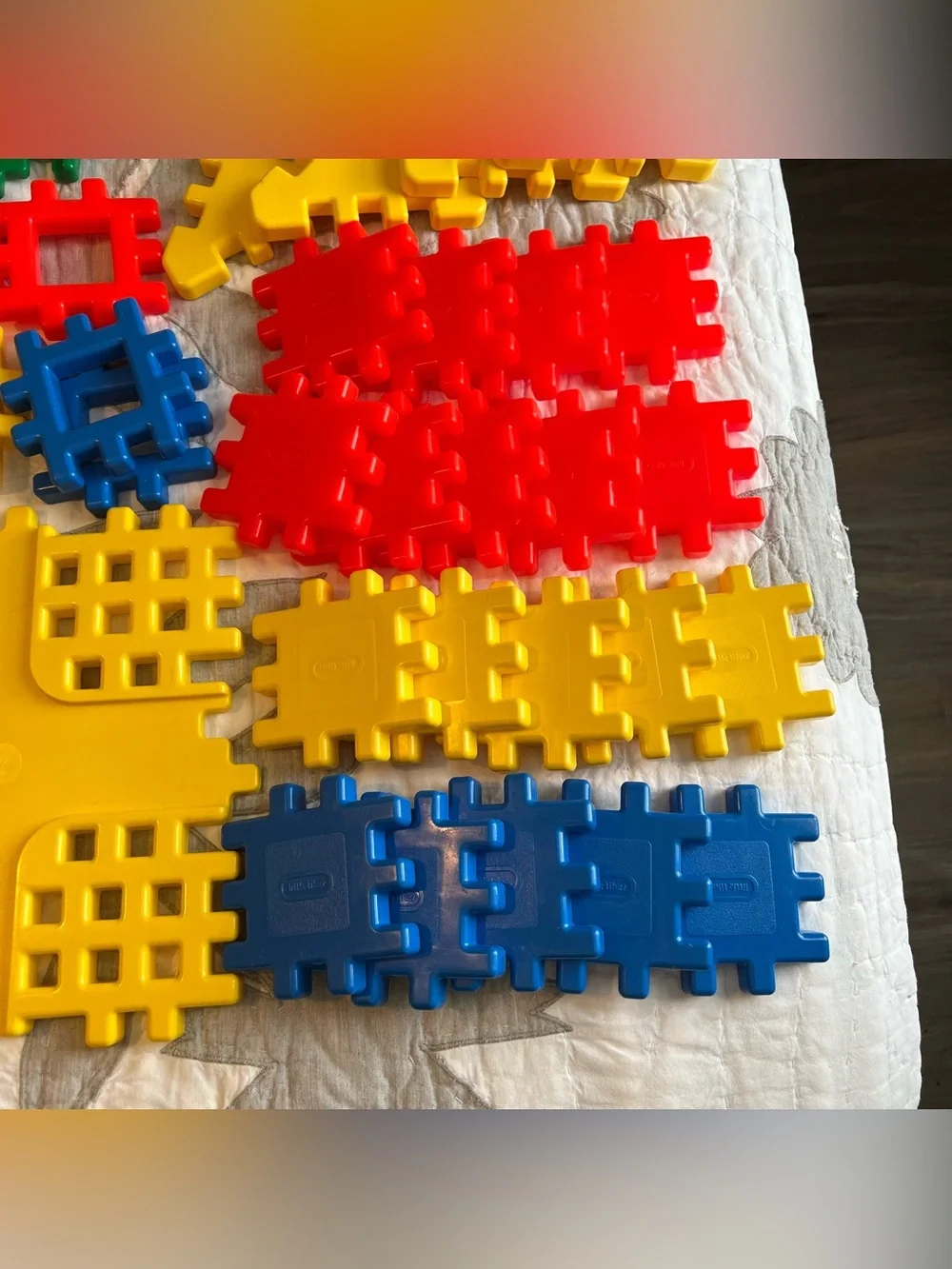 Vintage LITTLE TIKES Wee Waffle Blocks Set 49 Pieces 4” Including Intersection